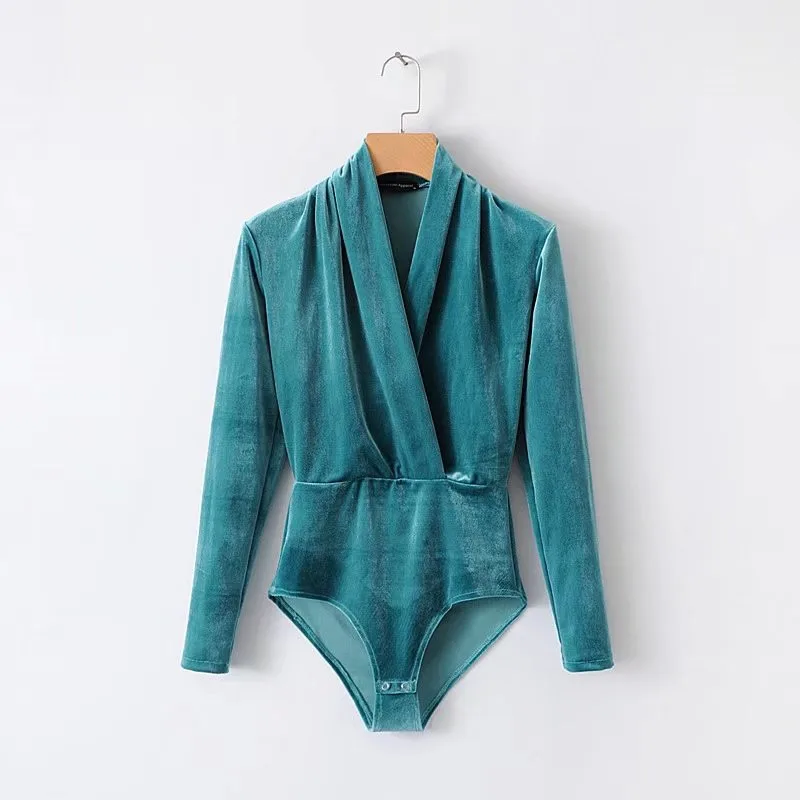 1950s vintage velvet bodysuit women jumpsuit romper velour body