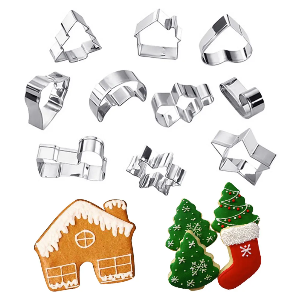 

10pcs/set Cookie Cutter Christmas Series Cake Decorating Tools Kitchen Baking Cookie Cake Mold cortador de biscoitos