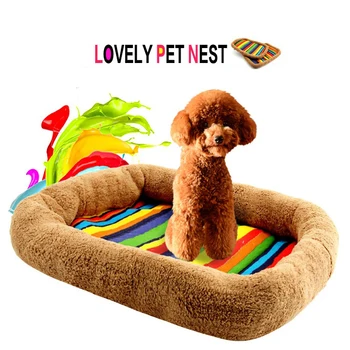 

Canvas Colorful Cat Sofa Pet Mat Fashion Big Dog Beds Striped Pet Cat Bed Small Dog Puppy Kennel Sofa Polar Holiday Pet Supplies