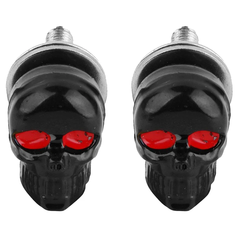 

1 Pair Motorcycle Skull Number Plate Frame Screws Fitting Screw Black
