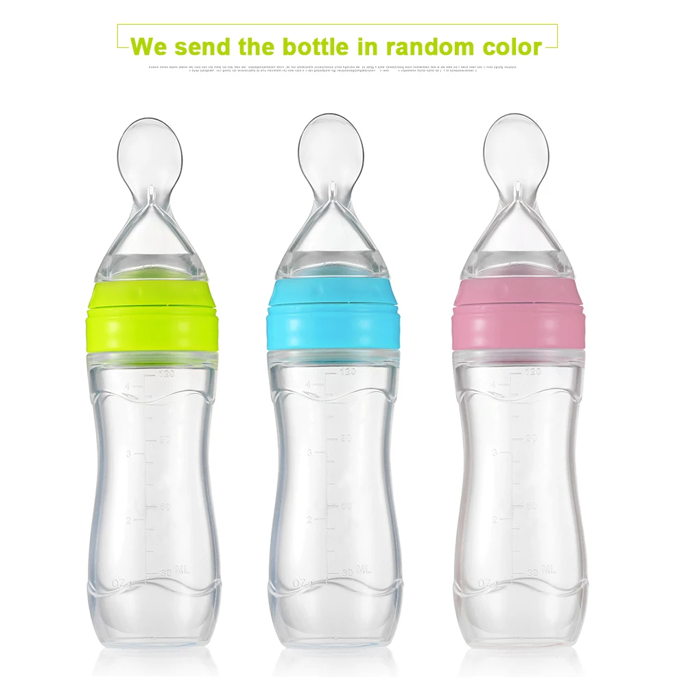 120ml Baby Leak proof Food Dispensing Spoon Juice Cereal Feeding Bottle