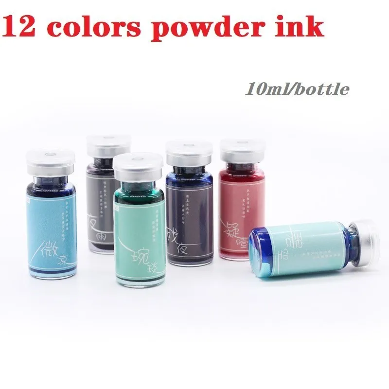 

12 Colors Ink with Gold/silver Powder , fountain pen ink, dip pen ink,10ml/bottle