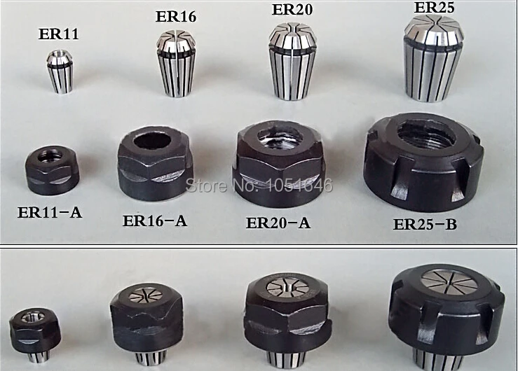 , 5 pcs ER11 collets 3 mm, 3.175mm, 4mm, 6mm, 1/4'' + 1 pc ER 11 A Nut for CNC milling lathe tool and spindle motor