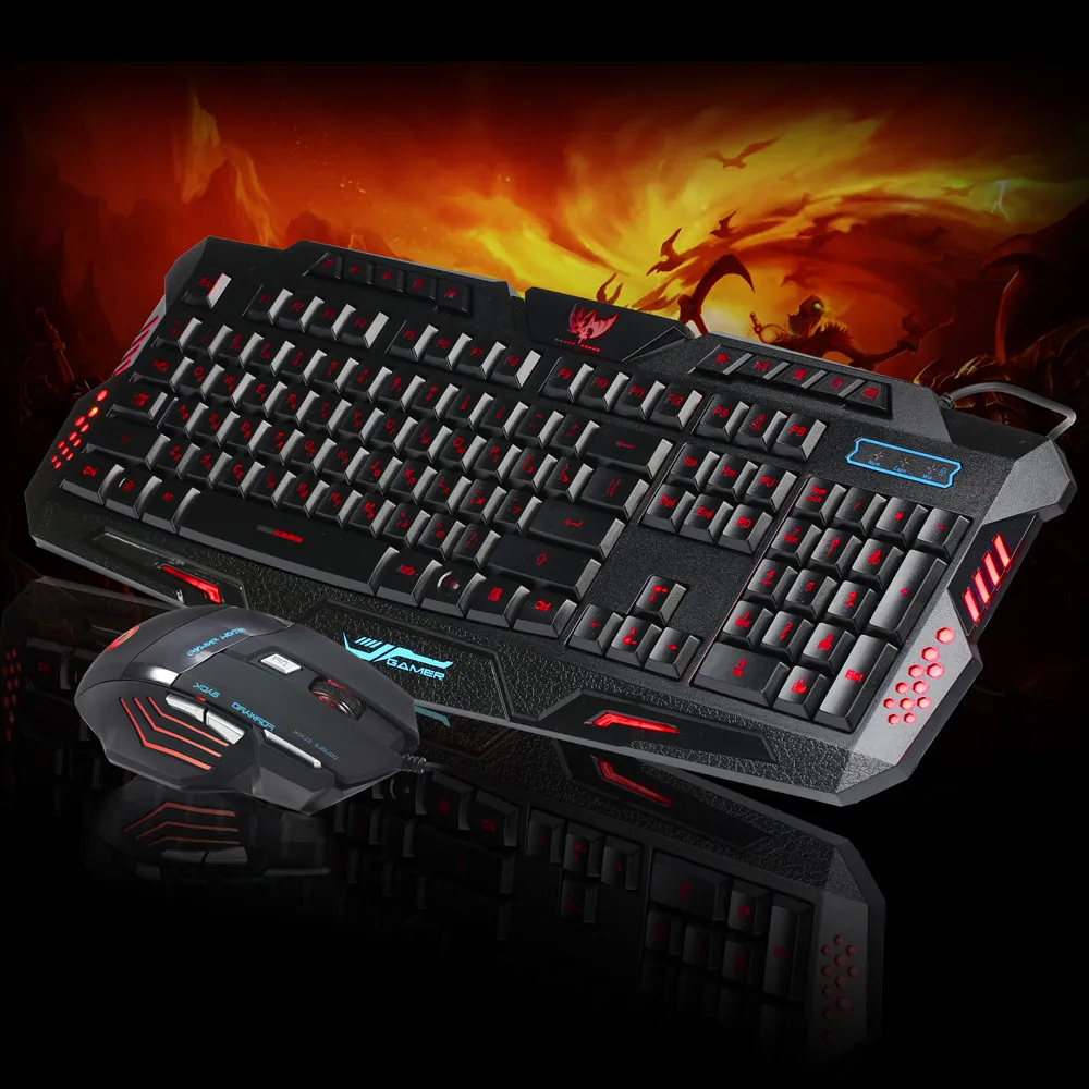 

LED Gaming Wired 2.4G keyboard And 5500DPI Mouse Set to Computer For Notebook Laptop Desktop PC Multimedia Gamer 0519
