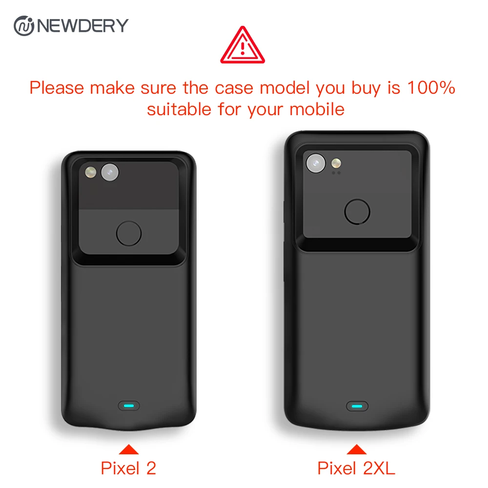 뉴데리 배터리 충전기 케이스, 구글 픽셀 2 2XL, 4700mAh, 독점 슬림 휴대용 충전 케이스, 픽셀 2 XL, 5200mAh