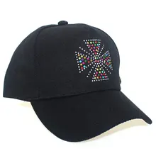 Женские цветные черные бейсболки со стразами, регулируемые летние панамки
