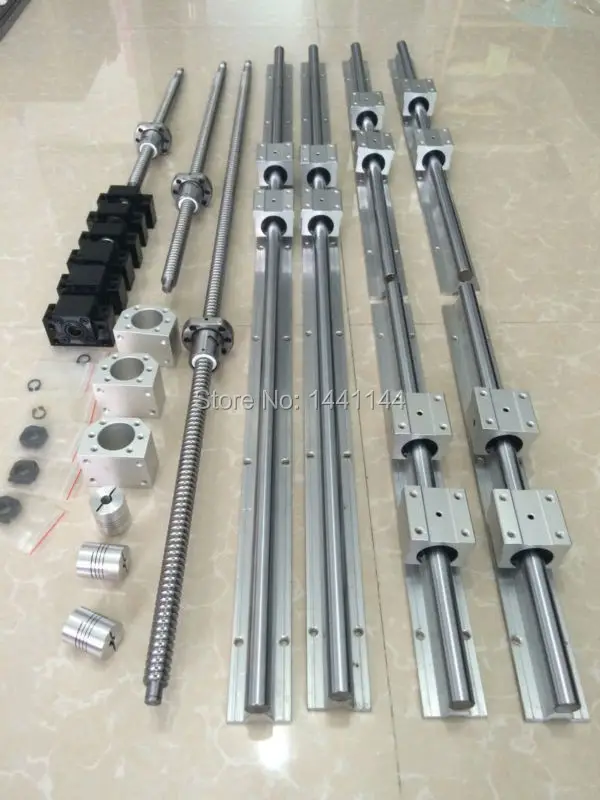 7sets linear guide rail SBR16-300/1100/1200mm +4sets ballscrew SFU1605-300/1100/1200mm+4 BK/BK12+4 Nut housing+4 Coupler for cnc