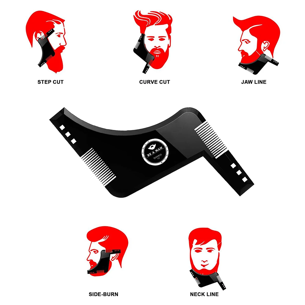 

Men Beard Styling Shaping Template Comb Barber Tool Black Clear Brown Symmetry Trimming Shaper Stencil