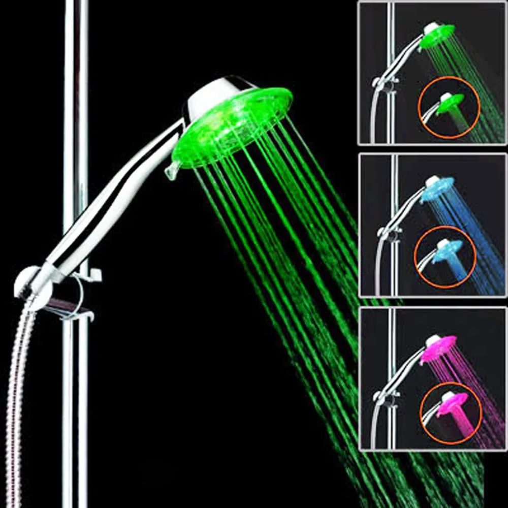 LED shower head RGB light temperature control 3 color green/blue/red