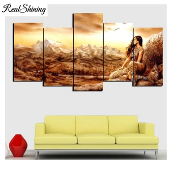 

REALSHINING diy,Diamond Embroidery,girl,Indians,5D,Diamond Painting 5pcs,Cross Stitch,3D Mosaic,Decoration,Christmas,art FS1695