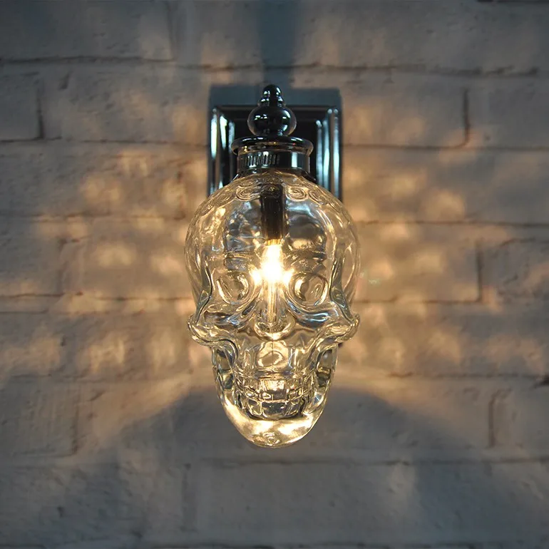 Europe Style Wall Lamp Living Room Bedroom Glass Wall Light Creative Bougeoir Mural Skull Wall Sconce