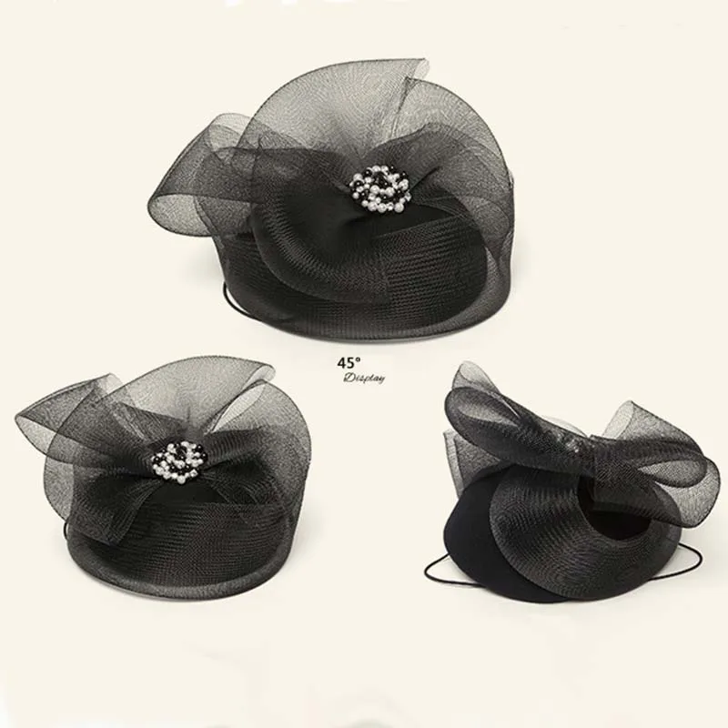 QPALCR женский шерстяной фетровый головной убор очаровательный изысканный сетчатый шерстяной головной убор Регулируемая Банкетная пряжа Свадебный ободок шляпа-таблетка
