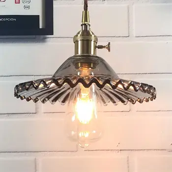 

Loft retro lights hanging lamp Design pendant lights dinning table kitchen Nordic luminaire copper+glass shade e27 light fixture