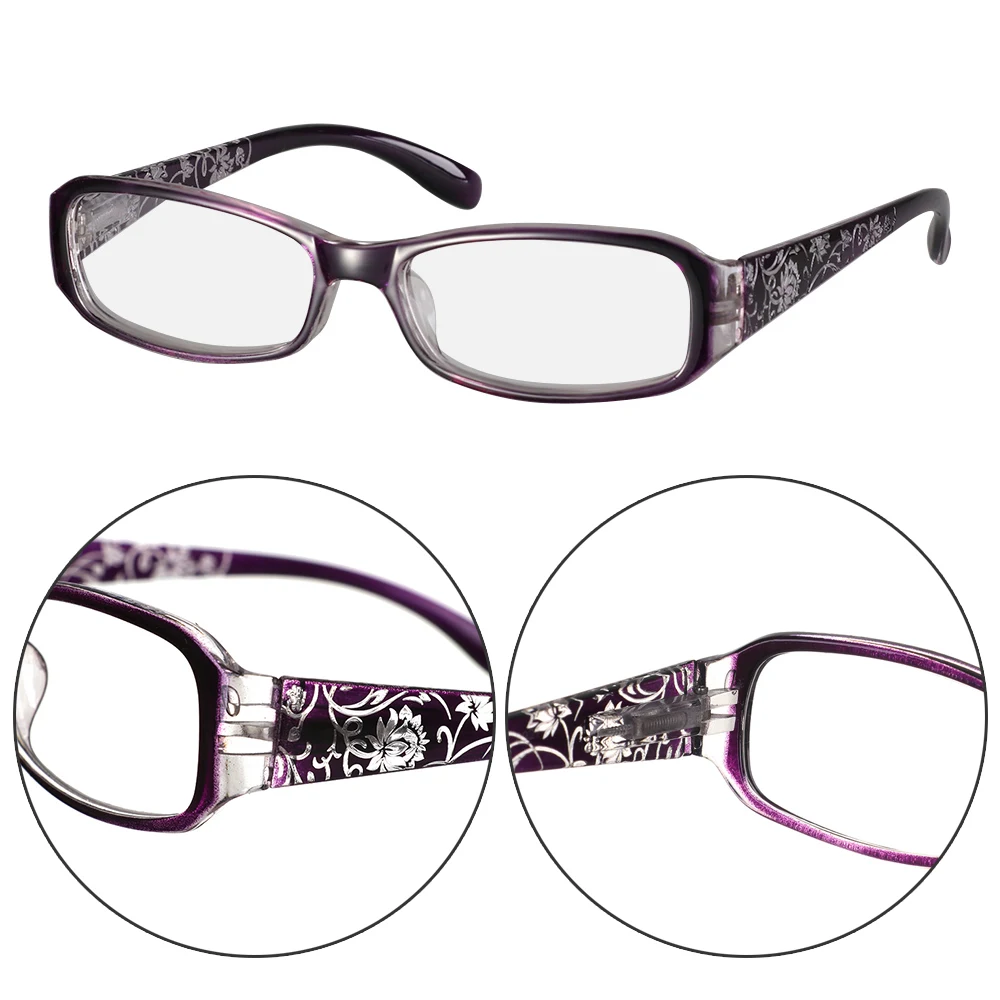 New Fashion Women Spring Hinge Flower Print Resin Reading Glasses Lady Eyewear Protector Glasses Presbyopic+1.0~+4.0