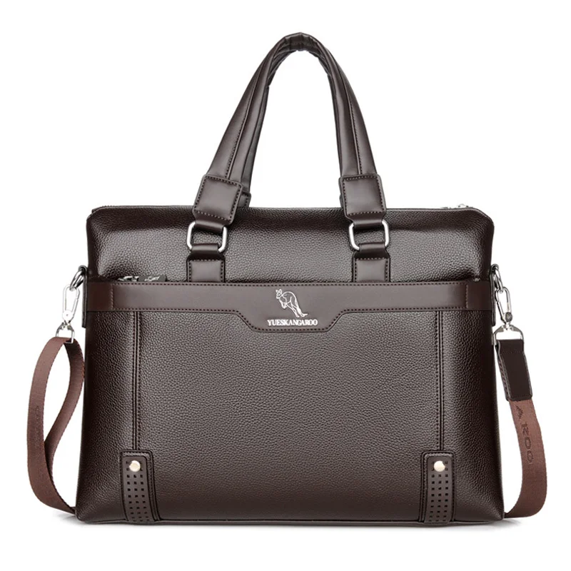 YUESKAN GAROO, брендовые модные кожаные мужские сумки через плечо, деловые сумки для ноутбука, портфели, сумка-мессенджер, сумки на плечо - Цвет: brown