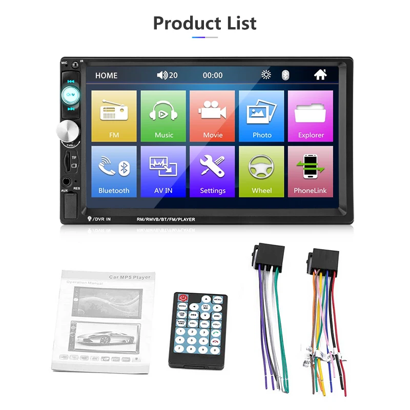 JMCQ Radio para coche 7 pulgadas HD Audio para coche MP5 controlador de volante Multimedia GPS navegación mapa Bluetooth imagen inversa para VW