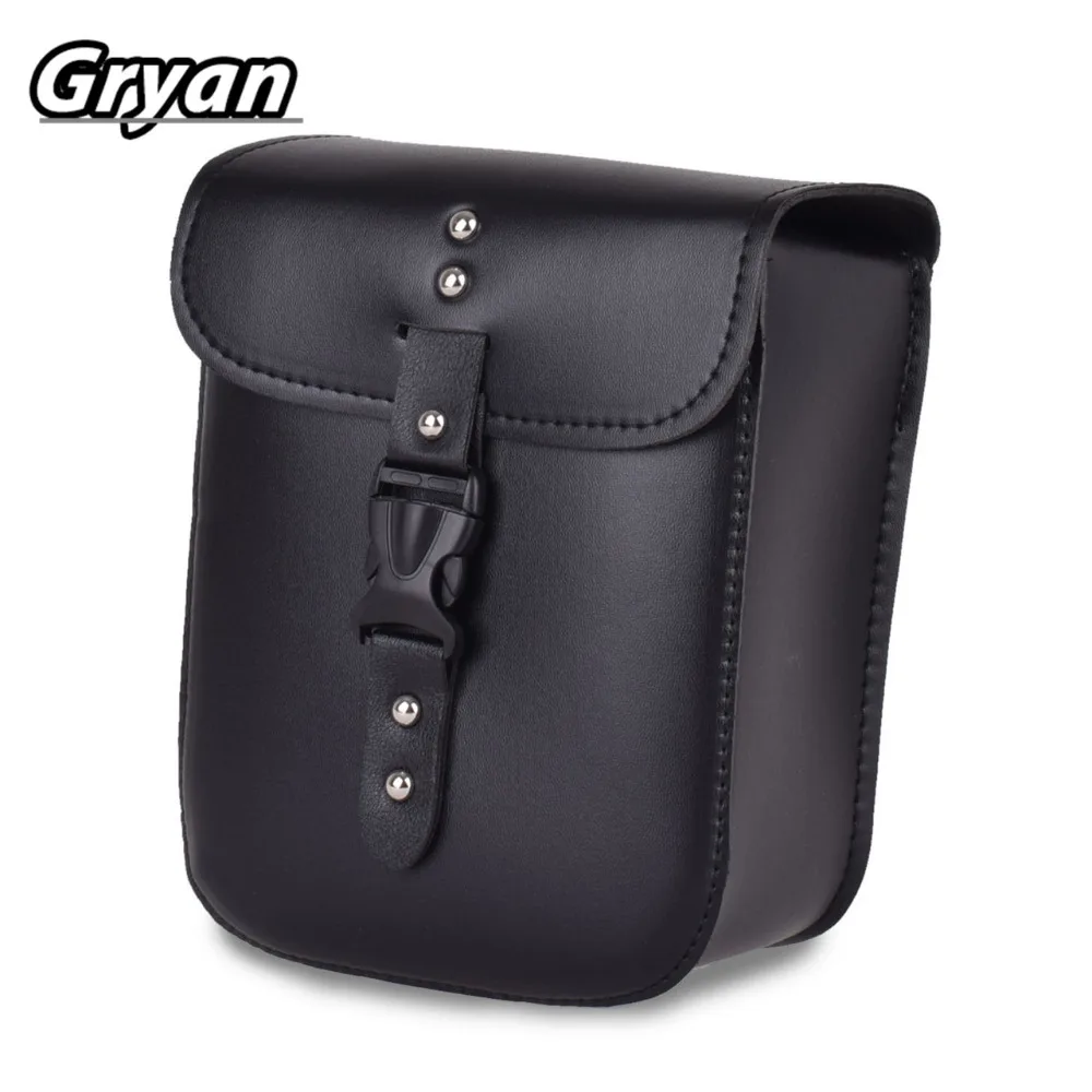 Motorcycle Bag Vintage Luggage Front Fork Tool Bag Leather Bag Chopper Bobber Cruiser Handlebar ...