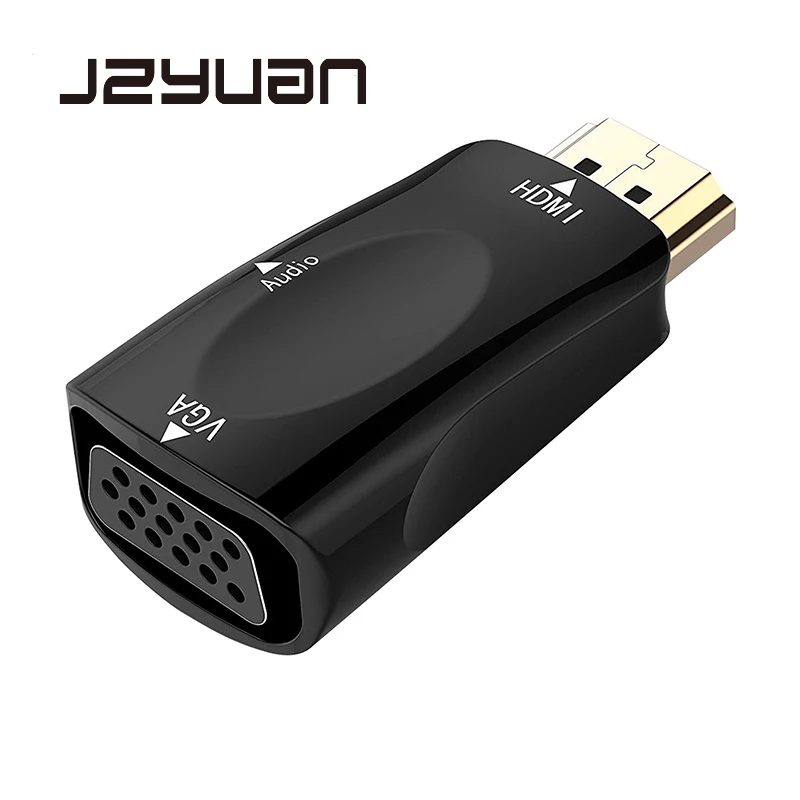 

JZYuan HDMI to VGA Adapter Audio Cable Converter Male to Female Support HD 1080P for Xbox360 PS3 PS4 PC Laptop TV Box Projector