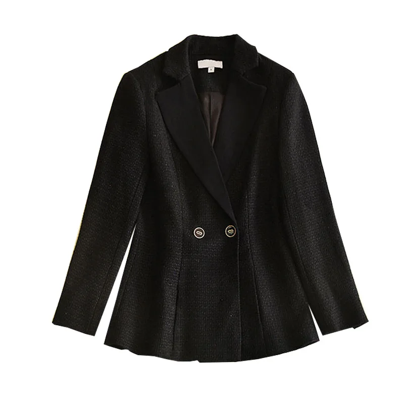 Liu Wen 2019 Spring New Women's Black Fashion Short Temperament Button Slimming Coat Women Ol Black Women Jacket Suit Clothes