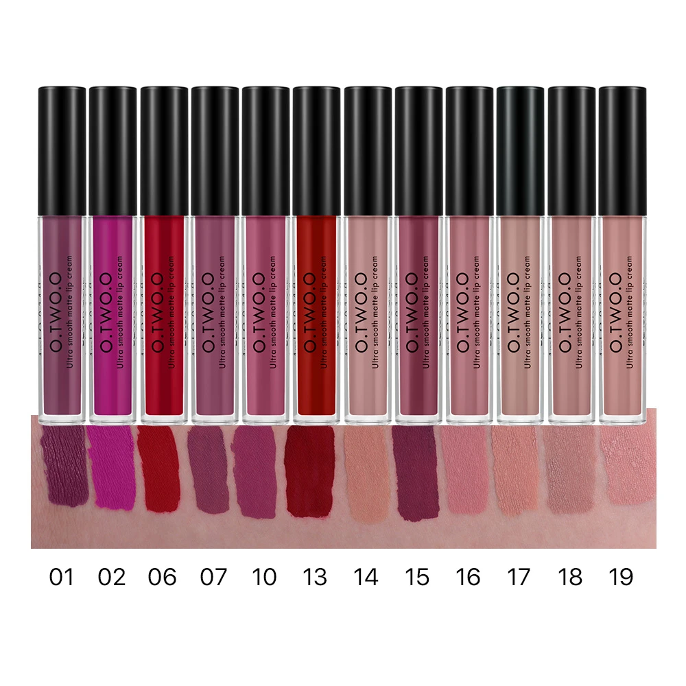 

O.TWO.O 12pcs/set Waterproof Texture Sexy Lip Stick Nude Lipsticks Lips Matte Liquid Lipstick Lip Gloss lasting Makeup Cosmetics