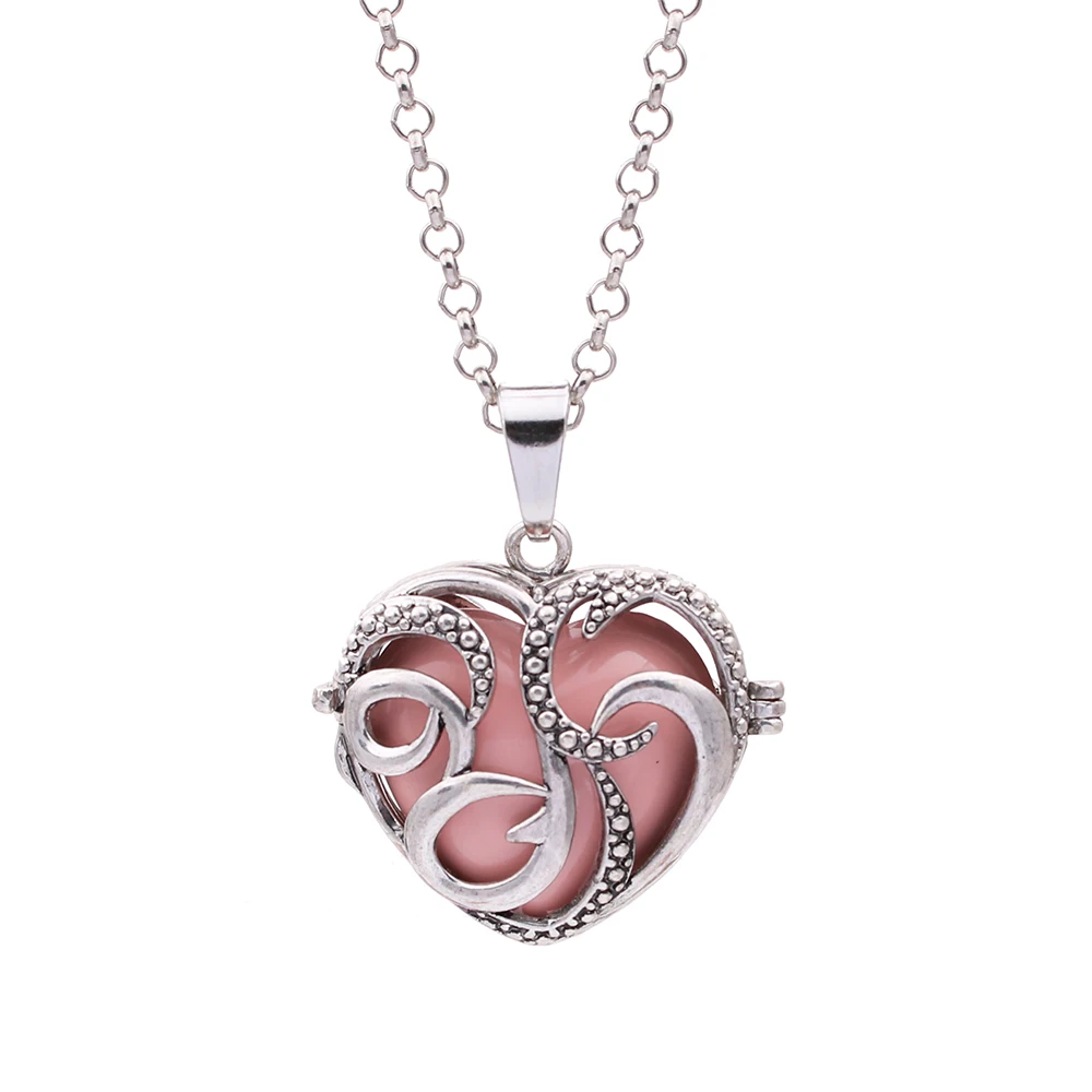 

1pc Love Heart Necklace Mexico Sound Chime Angel Ball Caller Locket Necklace for Essential Oil Diffuser Pregnant Women Fun Gift
