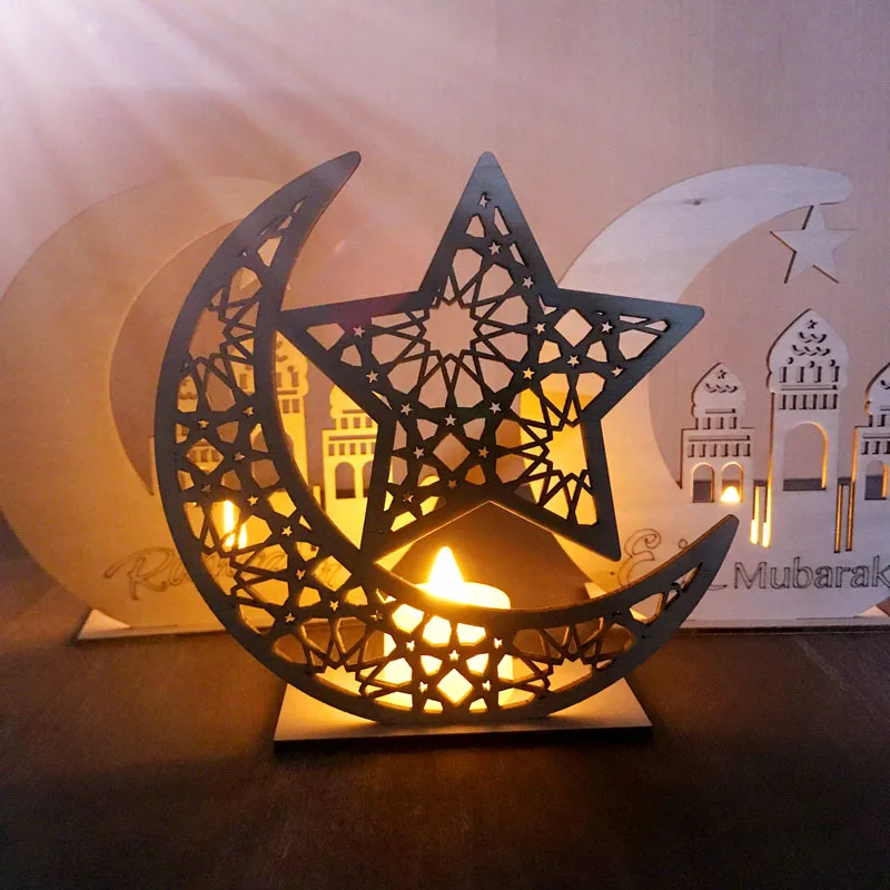 Декор Рамадан ИД украшение Мубарак для дома Луна Ислам Мусульманский деревянный подвесной кулон Kareem Eid праздничные вечерние принадлежности