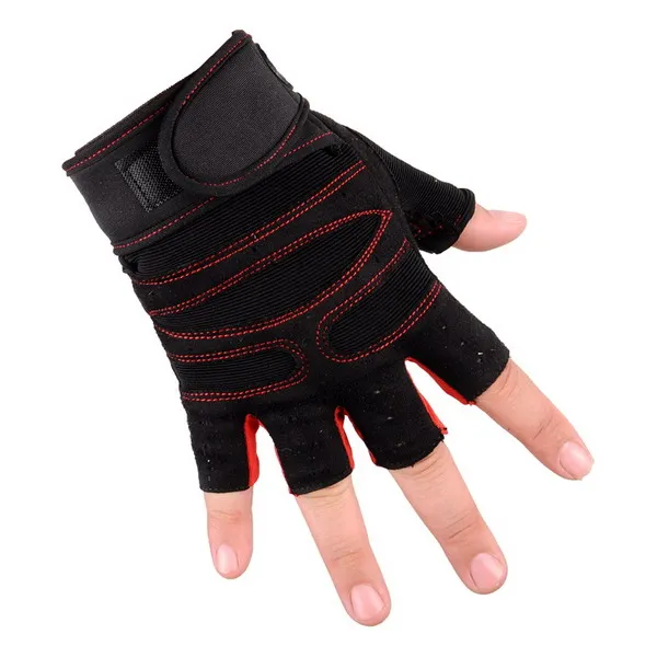 2pcs Weight Lifting Glove Half Finger Anti-skid Gym Training Fitness Gloves Bodybuilding Workout Sports Gym Gloves - Цвет: Красный