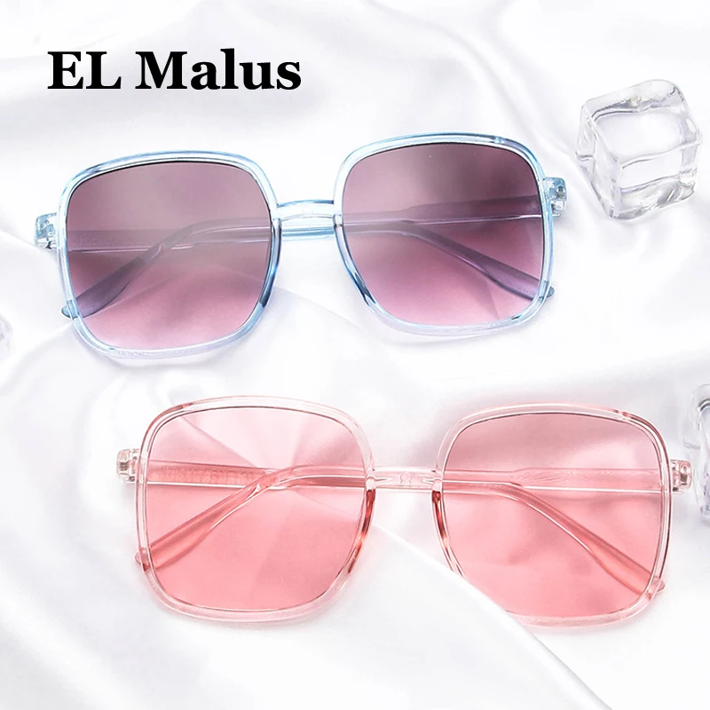 [EL Malus] женские солнцезащитные очки с большой квадратной оправой, мужские, коричневые, розовые линзы, серые оттенки, сексуальные женские солнцезащитные очки Oculos