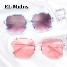 [EL Malus] женские солнцезащитные очки с большой квадратной оправой, мужские, коричневые, розовые линзы, серые оттенки, сексуальные женские солнцезащитные очки Oculos