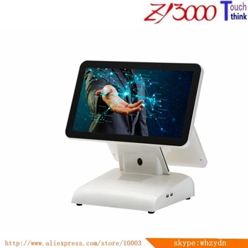 

white 1037u 4G ram 64G SSD multi usb touch screen pos terminal all in one touch dual screen pos system