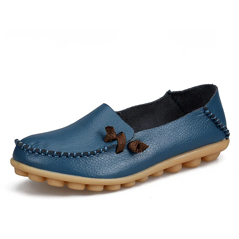 BEYARNE/дышащая женская обувь из натуральной кожи; коллекция года; модная повседневная обувь на плоской подошве со шнуровкой; нескользящая Уличная обувь в горошек; большие размеры - Цвет: light blue