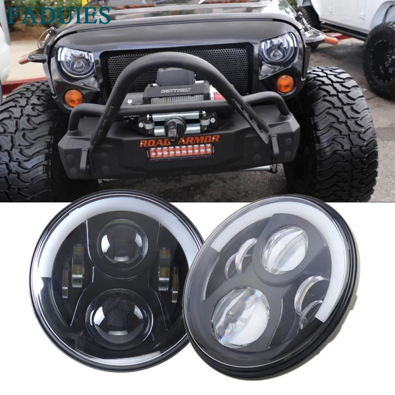 FADUIES 7 &quotкруглый светодиодный фар 50 Вт Высокая ближнего света для Jeep Wrangler JK фары с