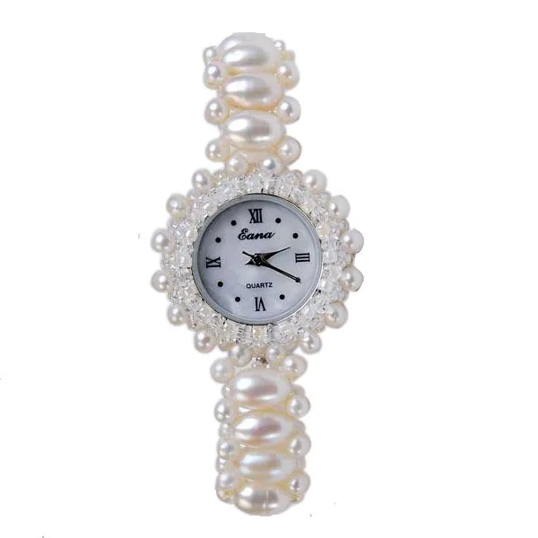 

Originally hand-woven natural pearl quartz watch white waterproof fashion lady watch