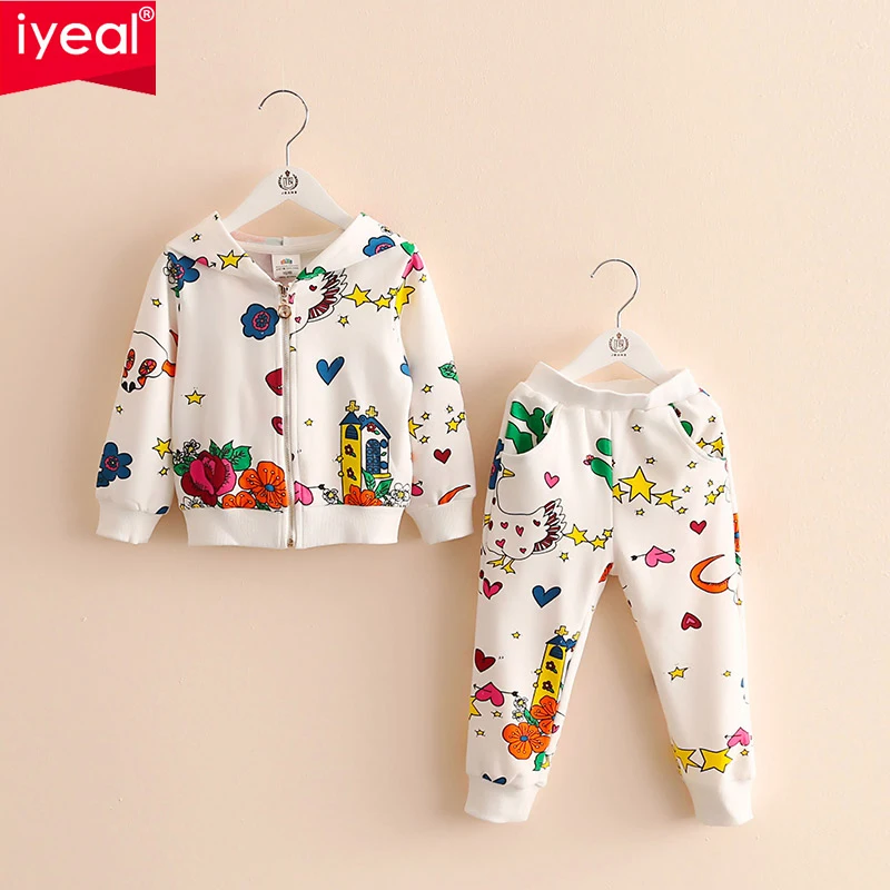 

2PCS Kids Baby Girls Toddler Striped Jacket Top+Floral Pants Outfit Clothes Set Girls Clothing Set Spring Sport Suits 2-8 years