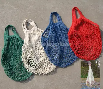 

1x Mesh Bag ORGANIC COTTON STRING SHOPPING Short Handle Re-Usable Bag