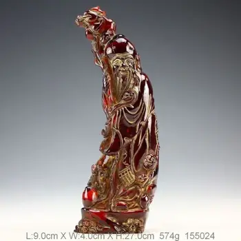 

Elaborate Chinese Vintage Artificial Amber Resin Hand Carved Immortal Statue in Chinese mythology