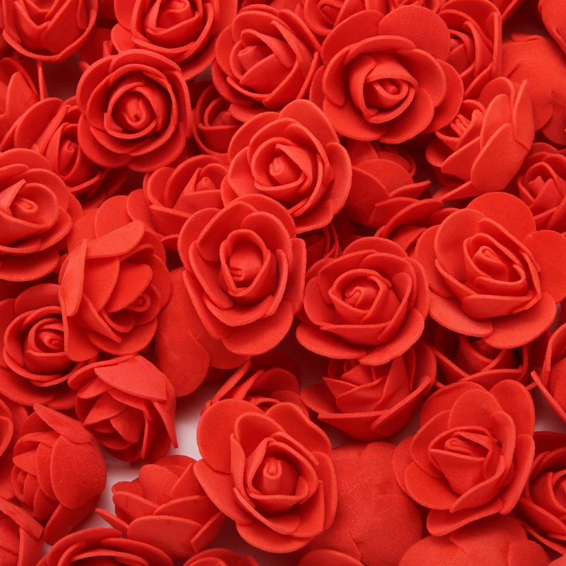 Сделай Сам/100 штук/партия 3,5 см мини ПЭ пена Роза голова Искусственные цветы венок Свадебные украшения - Цвет: 6 red