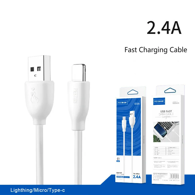 

USB Cable for iPhone 7 8 X 2.4A Fast Charging USB Charger Data Cable for USB Type C Cable for xiaomi redmi k20 USB Micro Cable