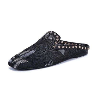 Chaussures Moitié Noir D'été Femme Pour Carrée Tête Sandales Femmes De Glisser OxrO0vW