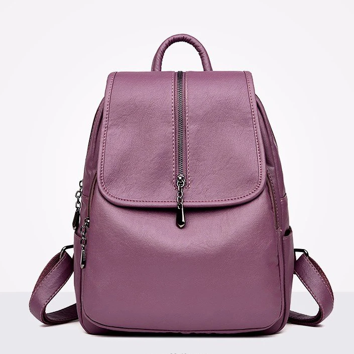Женский рюкзак, высокое качество, рюкзак для отдыха, искусственная кожа, Mochila, для мамы, винтажные сумки, рюкзаки с верхней ручкой, модный рюкзак - Цвет: Фиолетовый