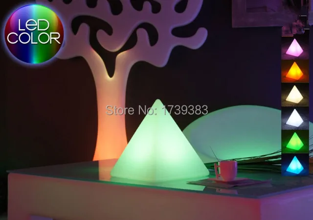 

4pcs/lot Wholesale Remote control Multicolor LED Light pyramid - PYRAMIS,Triangle sculpture table lamp led furniture light