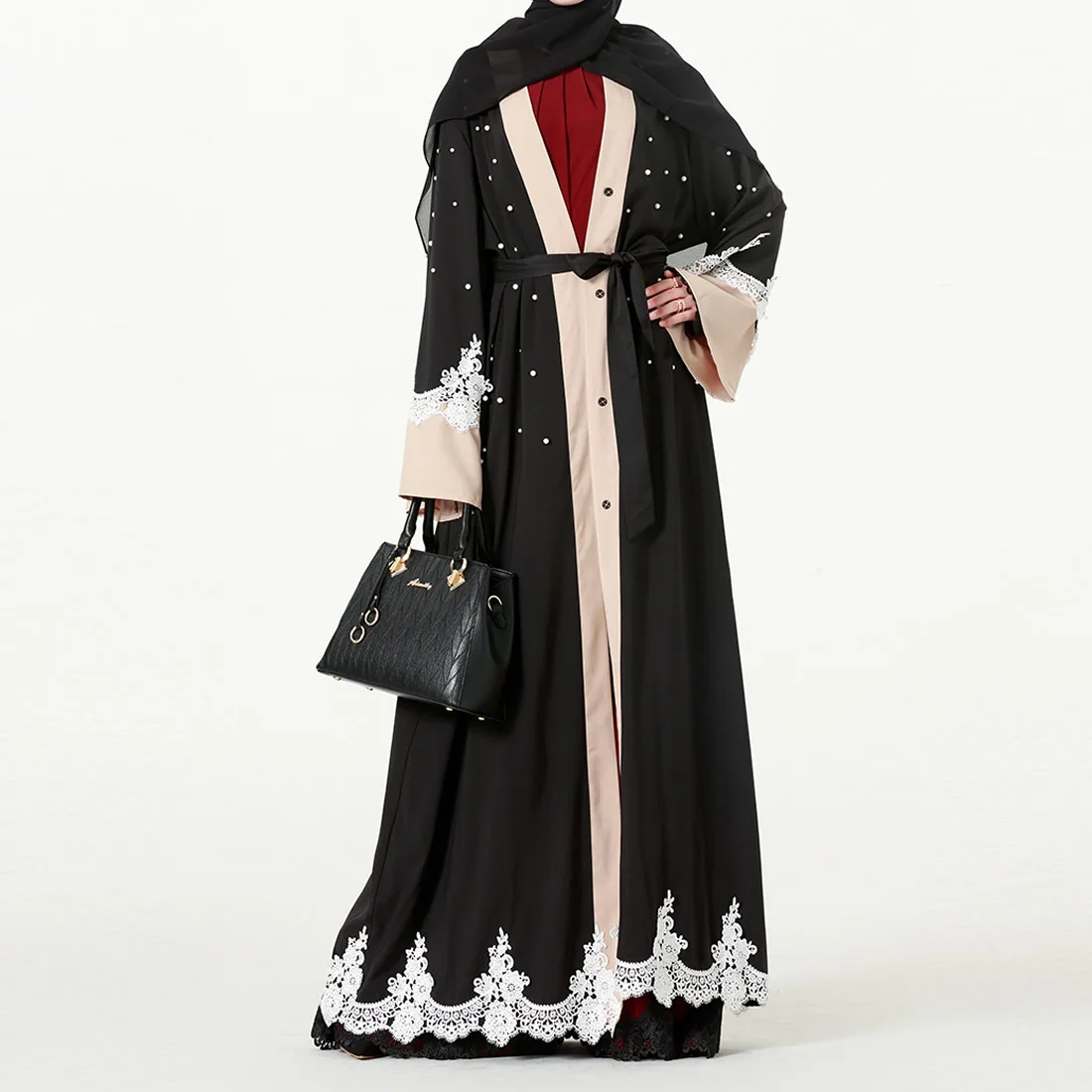 Buy Elegant Muslim Abaya Dress Lace Cardigan Long 