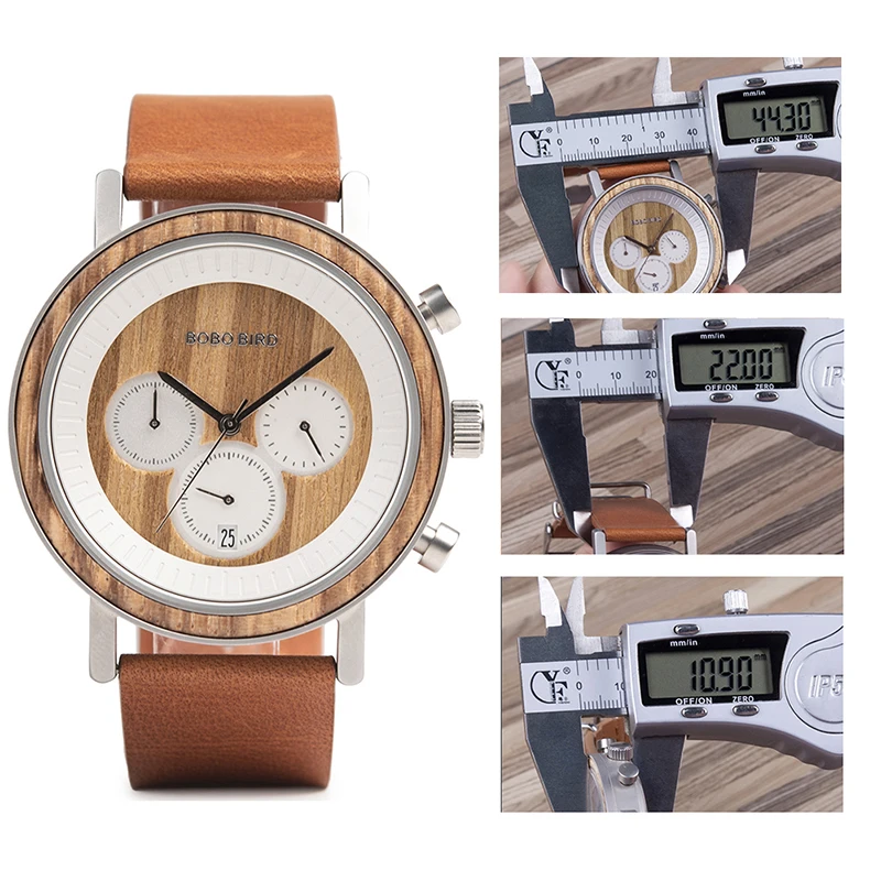 BOBO BIRD хронограф мужские часы из нержавеющей стали Relogio Masculino деревянные часы женские relojes para hombre в деревянной подарочной коробке