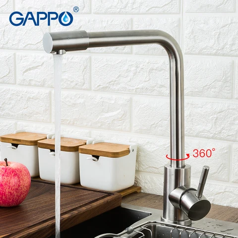 Torneira da Cozinha Quente e Fria Torneiras de Água Gappo Inoxidável Único Punho Furo Misturadores Pia Moderna 304 Aço