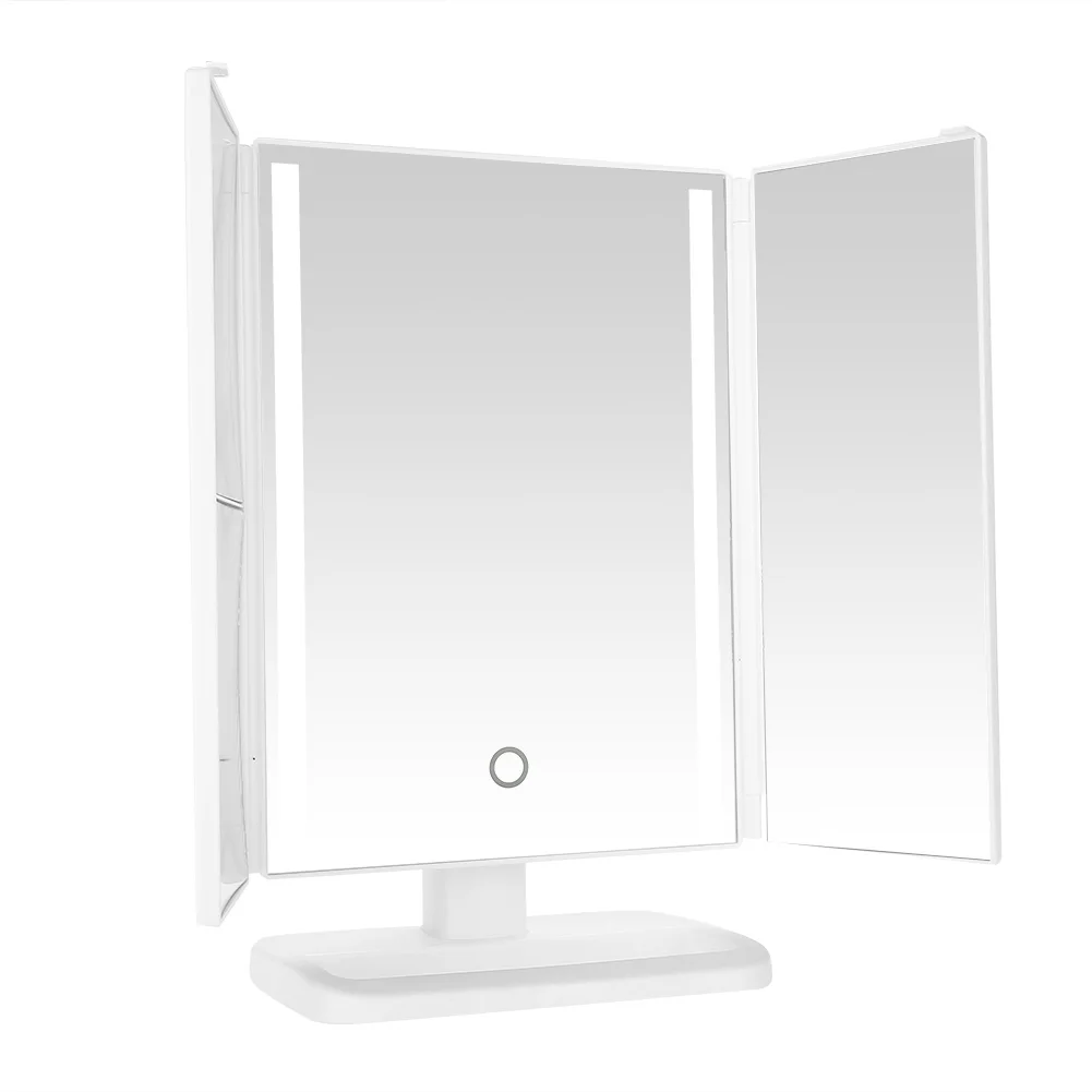 

Makeup Mirror With LED Light Tri-Fold 24 LED Lighted Vanity Adjustable Cosmetic Make up Mirror Bathroom Desktop Mirror