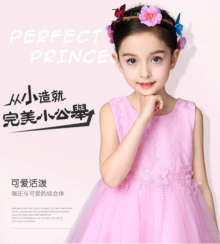 От 3 до 10 лет, платье с цветочным рисунком для девочек, розовое платье с розой для дня рождения, крестильное платье для маленьких девочек, платье-майка принцессы для маленьких девочек