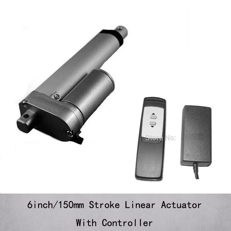 

Hot Sales 6inch/150mm stroke 24 volt linear actuator, 1000N/100kgs load linear actuator waterproof with remote control