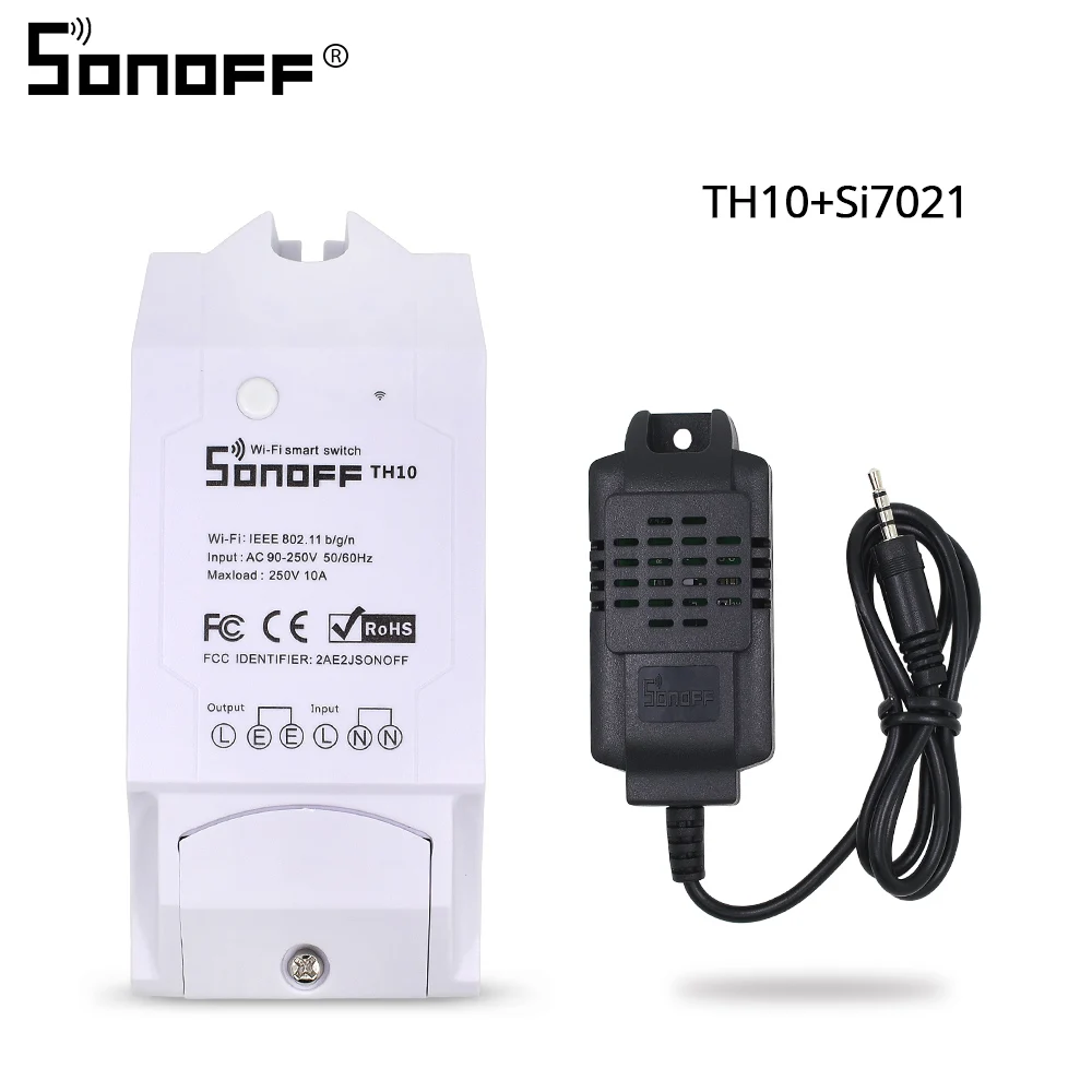 SONOFF TH10/TH16 SI7021 датчик влажности переключатель беспроводной зонд монитор температуры мониторинг Wifi умный дом пульт дистанционного управления - Комплект: SI7021 and th10