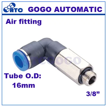 

GOGO 10pcs a lot L type 16mm 3/8 BSPP threaded elbow pu hose connector PLL16-G03 nylon pipe joint pneumatic air fitting
