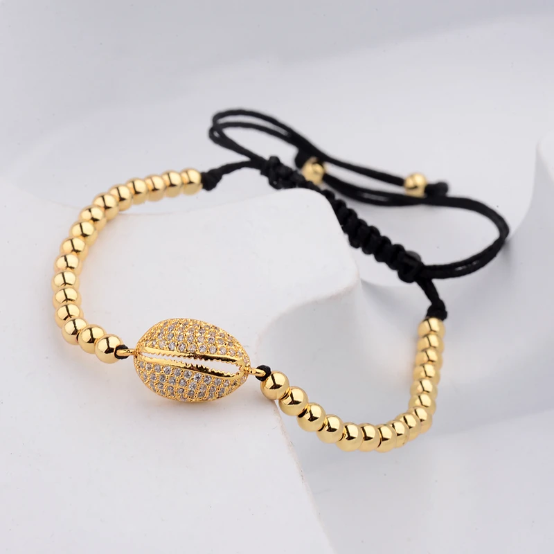 Новый золотой браслет DOUVEI с шармами шариками из фианита для мужчин и женщин